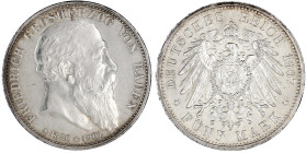 Baden
Friedrich I., 1856-1907
5 Mark 1907. Auf seinen Tod. gutes vorzüglich, Reinigungsspuren. Jaeger 37.