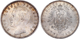 Bayern
Otto, 1886-1913
5 Mark 1888 D. fast Stempelglanz, Prachtexemplar. Jaeger 44.