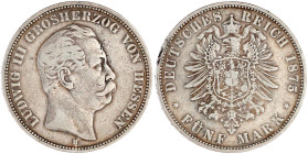 Hessen
Ludwig III., 1848-1877
5 Mark 1875 H. sehr schön, kl. Randfehler. Jaeger 67.