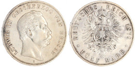 Hessen
Ludwig III., 1848-1877
5 Mark 1876 H. sehr schön/vorzüglich, Kratzer. Jaeger 67.