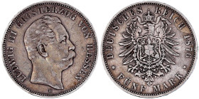 Hessen
Ludwig III., 1848-1877
5 Mark 1876 H. sehr schön, Kratzer und kl. Randfehler, schöne Patina. Jaeger 67.