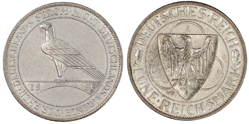 Gedenkmünzen
5 Reichsmark Rheinstrom
1930 A. gutes vorzüglich. Jaeger 346.