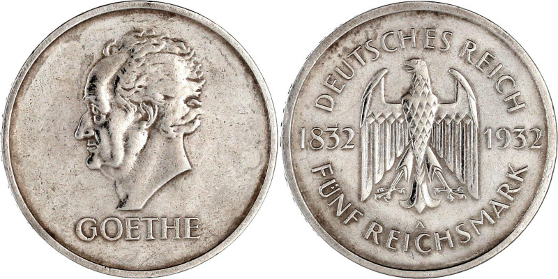 Gedenkmünzen
5 Reichsmark Goethe
1932 A. gutes sehr schön. Jaeger 351.