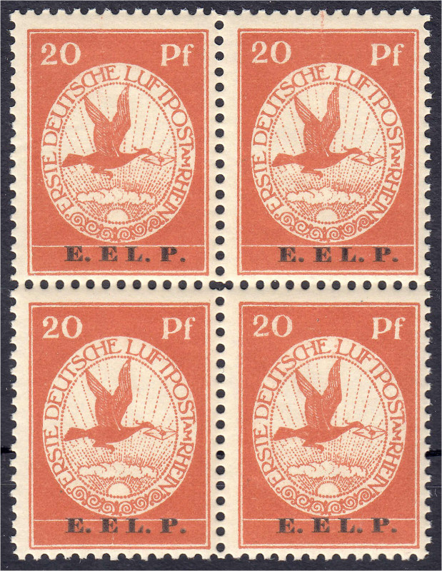 Deutschland
Deutsches Reich
20 Pf. Flugpostmarken (E.EL.P.) 1912, postfrischer...