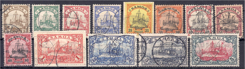 Deutschland
Deutsche Kolonien
Samoa
3 Pf. - 5 M. Freimarken 1900/1901, komple...