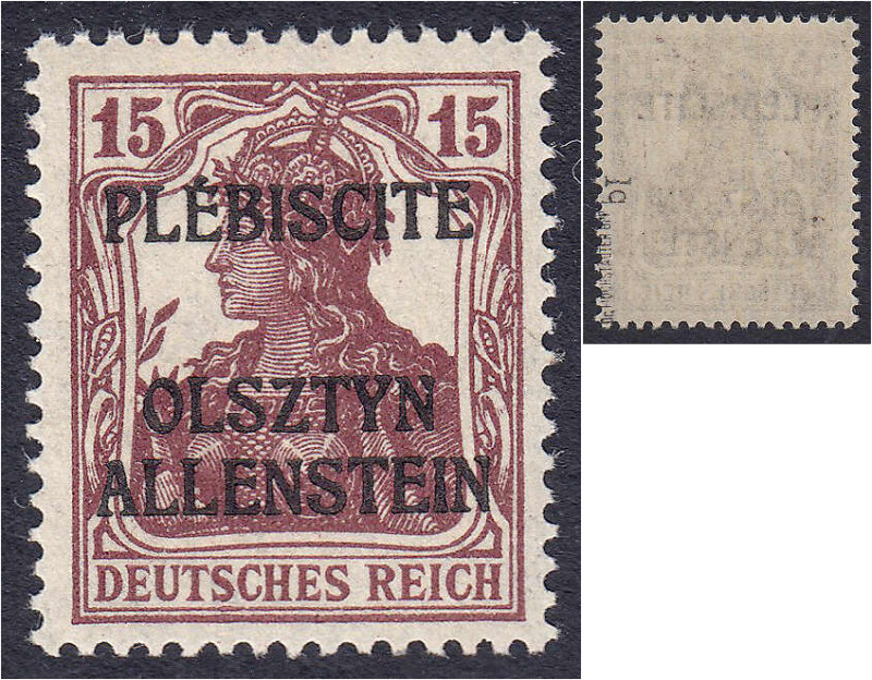 Deutschland
Deutsche Kolonien
Deutsche Abstimmungsgebiete, Allenstein
15 Pf. ...