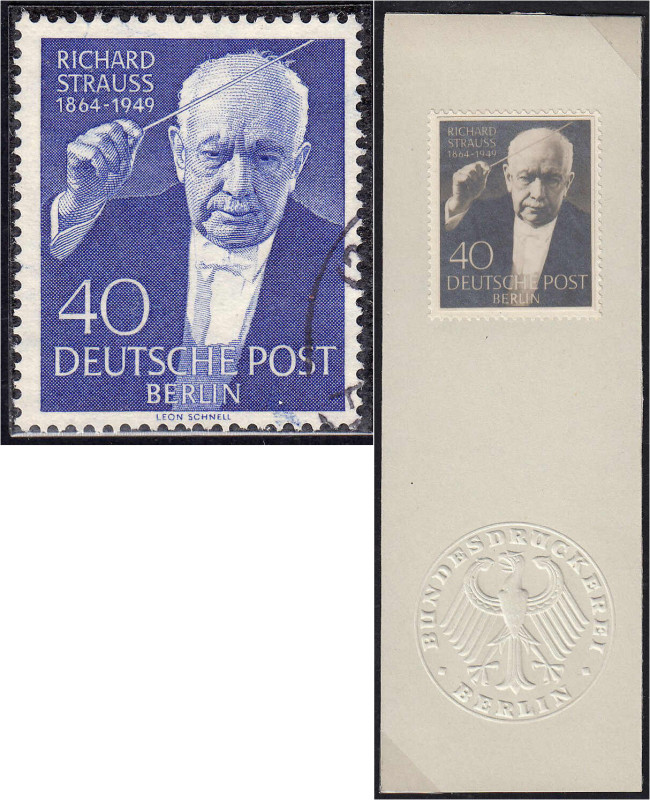 Deutschland
Berlin
40 Pf. Todestag von Richard Strauss 1954, Ankündigungskarto...