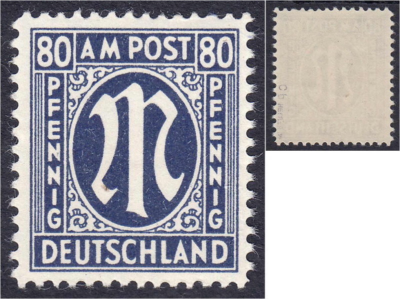 Deutschland
Alliierte Besetzung (Amerikanische u. Brit. Zone)
80 Pf. AM-Post 1...