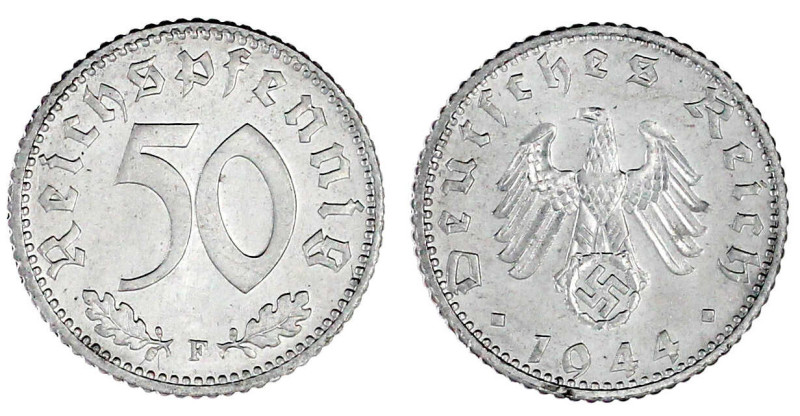 Klein/- und Kursmünzen
50 Reichspfennig, Aluminium 1939-1944
1944 F. Erstabsch...