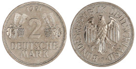 Kursmünzen
2 Deutsche Mark Ähren, Kupfer/Nickel 1951
1951 F. Erstabschlag/Polierte Platte, Prachtexemplar. Jaeger 386.