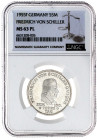 Gedenkmünzen
5 Deutsche Mark, Silber, 1952-1979
Schiller 1955 F. Im NGC-Blister mit Grading PL 63. Jaeger 389.