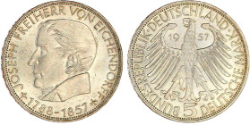 Gedenkmünzen
5 Deutsche Mark, Silber, 1952-1979
Eichendorff 1957 J. vorzüglich/Stempelglanz. Jaeger 391.