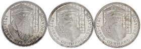 Gedenkmünzen
5 Deutsche Mark, Silber, 1952-1979
3 X Mercator 1969 F. Mit langem "R". vorzüglich/Stempelglanz. Jaeger 400 var.