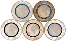 Euro
Gedenkmünzen, seit 2002
5 X 5 Euro Planet Erde 2016. A, D, F, G, J. Kpl. Satz, je einzeln in Originalbox. Polierte Platte