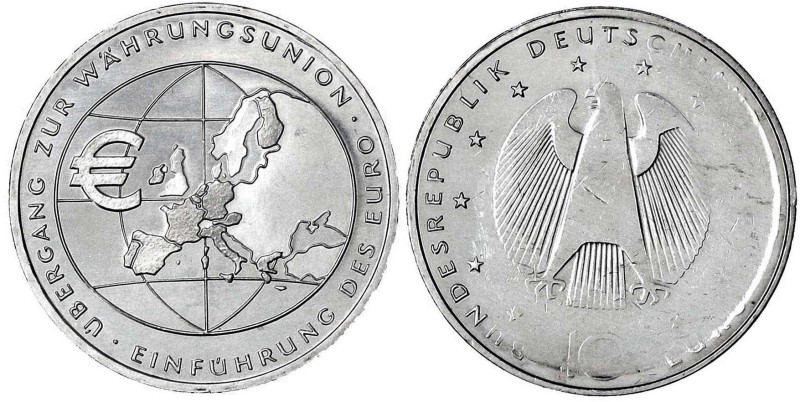 Bundesrepublik Deutschland
10 Euro 2002 Euroeinführung mit markanten Prägeausfä...