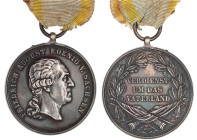 Deutschland
Deutsche Länder, bis 1918
Sachsen: Silberne Verdienstmedaille des St. Heinrich-Ordens, mit Stempelsignatur, am Band. 36 mm; 20,88 g. gut...