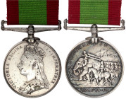 Grossbritannien
Victoria, 1837-1901
Afghanistan-Medaille 1878-79-80 an Bandspange. Randgravur: 794 PTE S. NOWALL. 1/5 TH FUS RS. sehr schön/vorzügli...