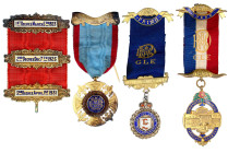 Grossbritannien
George V., 1911-1936
4 Freimaurer-Ehrenzeichen (Bijoux) des RAOB (Royal Antediluvian Order of Buffaloes): 1. Silber vergoldet und em...