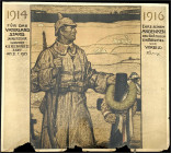 Sonstige militär. Gegenstände
Erster Weltkrieg: Gedenkblatt 1916 für den am 21.7.1915 gefallenen Fußsoldaten Jakab Rischar, K.B. Res. Inf. Regt. 22, ...