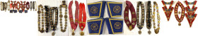 Lots
FREIMAURER in England: Sammlung Royal Antediluvian Order of Buffaloes (RAOB). 6 verschiedene ältere Schärpen (Neck Ribbons), besetzt mit zahlrei...