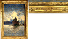 Bilder
Ölbilder und Gemälde
Gemälde Öl auf Leinwand von Erich Nikutowski (1872 Düsseldorf-1921 Kaup am Rhein). Kirche auf einem Eiland. Gerahmt 86 X...