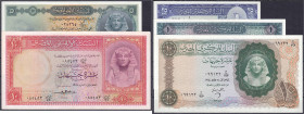 Ausland
Ägypten
5 Scheine zu 25 Piaster, 1, 5 und 2x 10 Pounds 1958 - 1966. I bis II+ Pick 31, 32, 35, 37, 41.