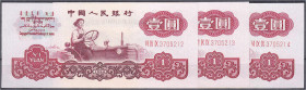 Ausland
China
3x 1 Yuan 1960. 3 römische Zahlen vor KN. und fortlaufende KN. VI IX IX 3705212 - VI IX IX 3705214. I. Pick 874a.