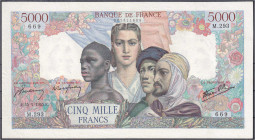 Ausland
Frankreich
5000 Francs 1945-1947. II, selten. Pick 103c.