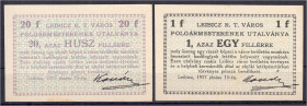 Ausland
Österreich
Leibicz Kriegsgefangenenlager, 1 und 20 Filler 15.6.1917. leicht stockfleckig sonst I- Campbell. 1549,1552.