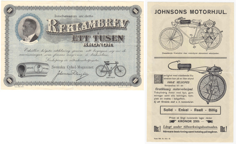 Ausland
Schweden
Das schwedische Fahrradmagazin, Werbeschein zu 1000 Kronen o....