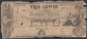 Ausland
Vereinigte Staaten von Amerika
The Lewis County Bank, Martinsburgh, 2 Dollar 1852. IV- Haxby -.