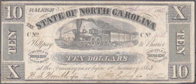 Ausland
Vereinigte Staaten von Amerika
North Carolina, 10 Dollars 1862, ohne Überdruck. III, selten. Pick S2342a.