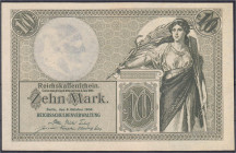 Die deutschen Banknoten ab 1871 nach Rosenberg
Deutsches Reich, 1871-1945
10 Mark 6.10.1906. I. Rosenberg 27. Grabowski. Deu-53. Pick 9.