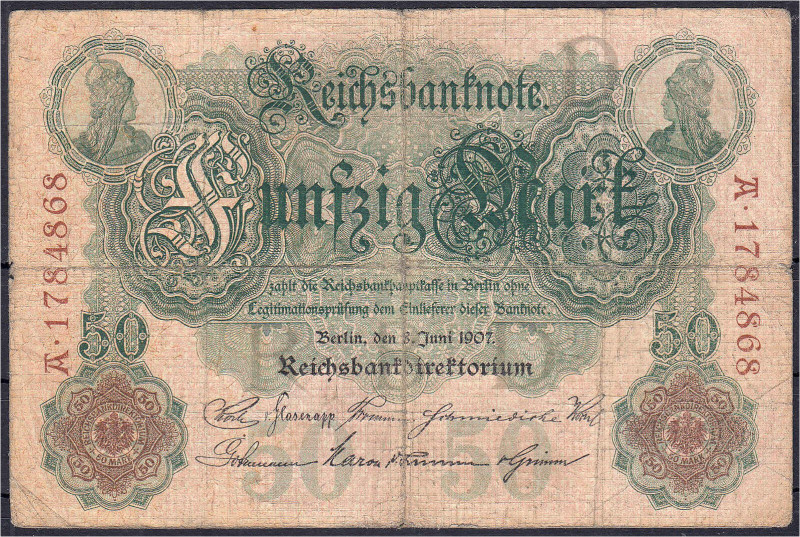 Die deutschen Banknoten ab 1871 nach Rosenberg
Deutsches Reich, 1871-1945
50 M...