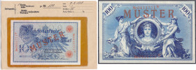 Die deutschen Banknoten ab 1871 nach Rosenberg
Deutsches Reich, 1871-1945
100 Mark (Blauer Hunderter) 7.2.1908. Mit Rotaufdruck „Muster“ auf Vs. und...