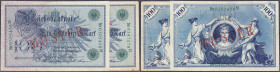 Die deutschen Banknoten ab 1871 nach Rosenberg
Deutsches Reich, 1871-1945
2x 100 Mark (Blauer Hunderter) 7.2.1908. Mit Rotaufdruck „Muster“ 1x auf V...