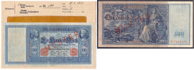 Die deutschen Banknoten ab 1871 nach Rosenberg
Deutsches Reich, 1871-1945
100 Mark (Flotten-Hunderter) 21.4.1910. Mit Rotaufdruck „Muster“ auf Vs. u...