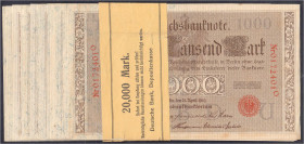 Die deutschen Banknoten ab 1871 nach Rosenberg
Deutsches Reich, 1871-1945
20x 1 Tsd. Mark (Brauner Tausender) 21.4.1910. Unzirkulierte Scheine in or...