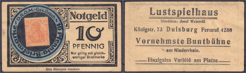 Deutsches Notgeld und KGL
Duisburg (Rheinland)
Lustspielhaus, Direktion Josef ...