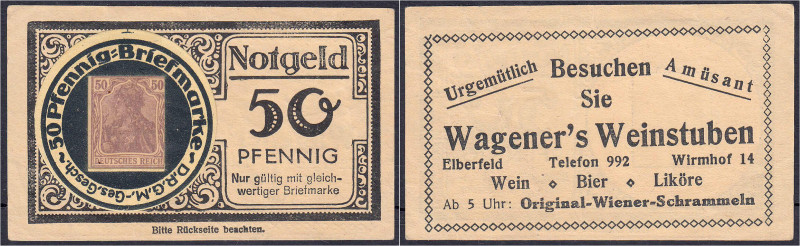 Deutsches Notgeld und KGL
Elberfeld (Rheinland)
Wagner´s Weinstuben, 50 Pfg. o...