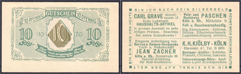 Deutsches Notgeld und KGL
Köln (Rheinland)
Carl Crave, Haushalts-Artikel, 10 P...