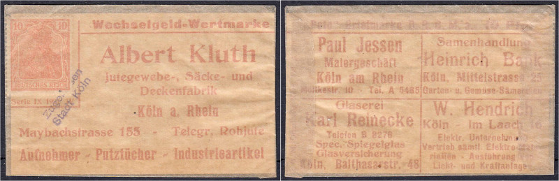 Deutsches Notgeld und KGL
Köln (Rheinland)
Albert Kluth, Jutegewebe. Säcke- un...