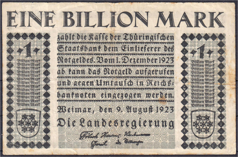 Deutsches Notgeld und KGL
Weimar (Thüringen)
Landesregierung Thüringen 1 Bio. ...