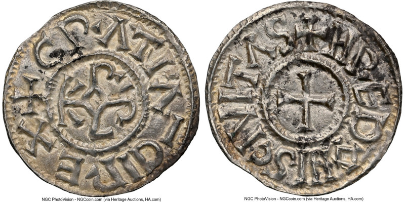 Carolingian. Charles the Bald Denier ND (840-877) MS62 NGC, Rennes mint, Dep-856...