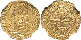 Charles V gold Franc à Pied ND (1364-1380) MS63 NGC, Uncertain mint, Fr-284. 3.75g. A charming example with some striking weakness but much alluring l...