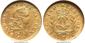 Louis XV gold Louis d'Or Mirliton 1724-Z MS62 NGC, Grenoble mint, KM470.24, Dup-1638. Long Palms variety. Boasting the "Top Pop" grade designation fro...