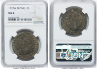 Louis XVI 2 Sols 1792-W MS61 NGC, Lille mint, KM603.16. Only 13 examples of the type is found on the NGC census. HID09801242017 © 2024 Heritage Auctio...