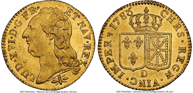 Louis XVI gold Louis d'Or 1786-D UNC Details (Cleaned) NGC, Lyon mint, KM591.5, ...