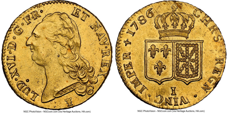 Louis XVI gold 2 Louis d'Or 1786-I MS61 NGC, Limoges mint, KM592.7, Gad-363. Min...