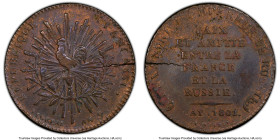 Napoleon copper Specimen "Peace Between France & Russia" 2 Francs Token 1801 AU Details (Corrosion Removed) PCGS, Paris mint, Maz-589a (R2), Bit-2 (R)...